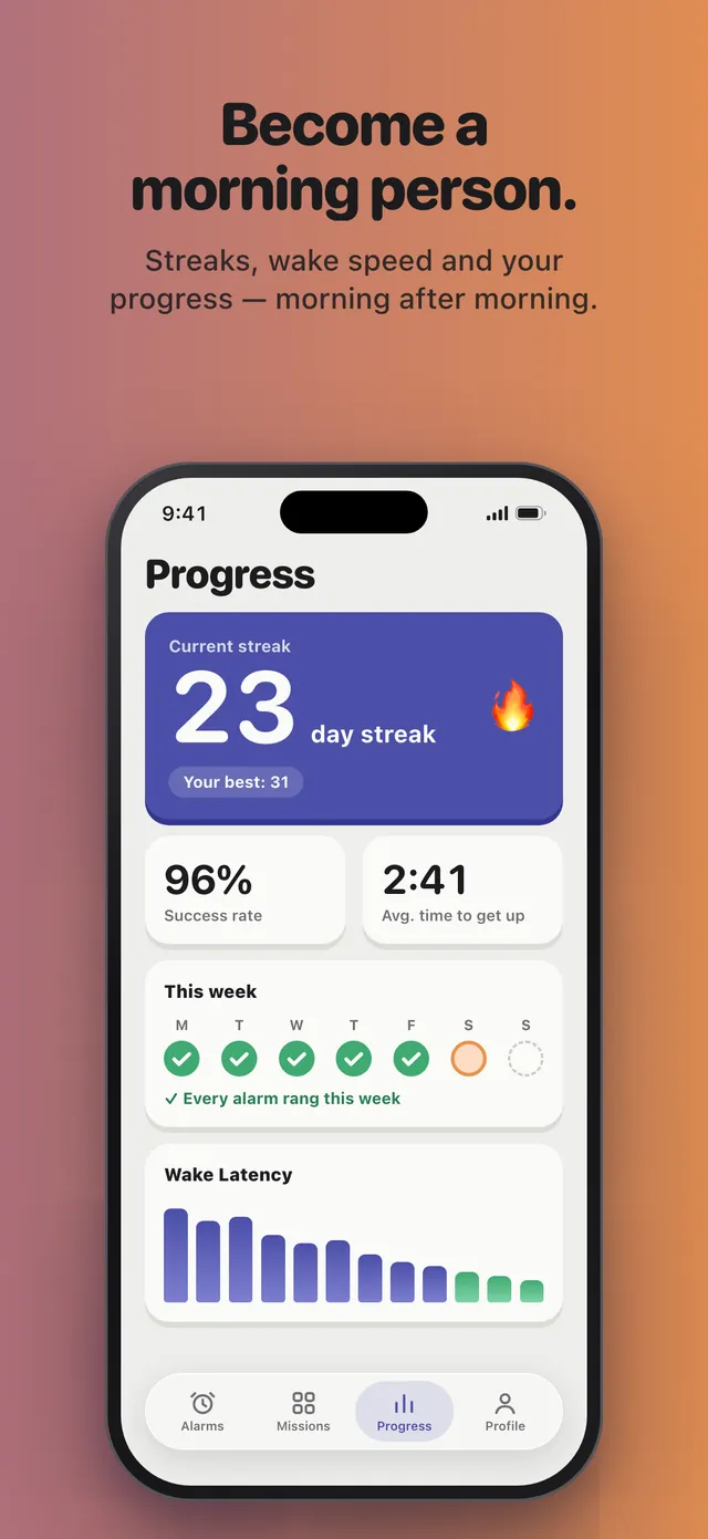Auren Alarm screenshot: Become a morning person