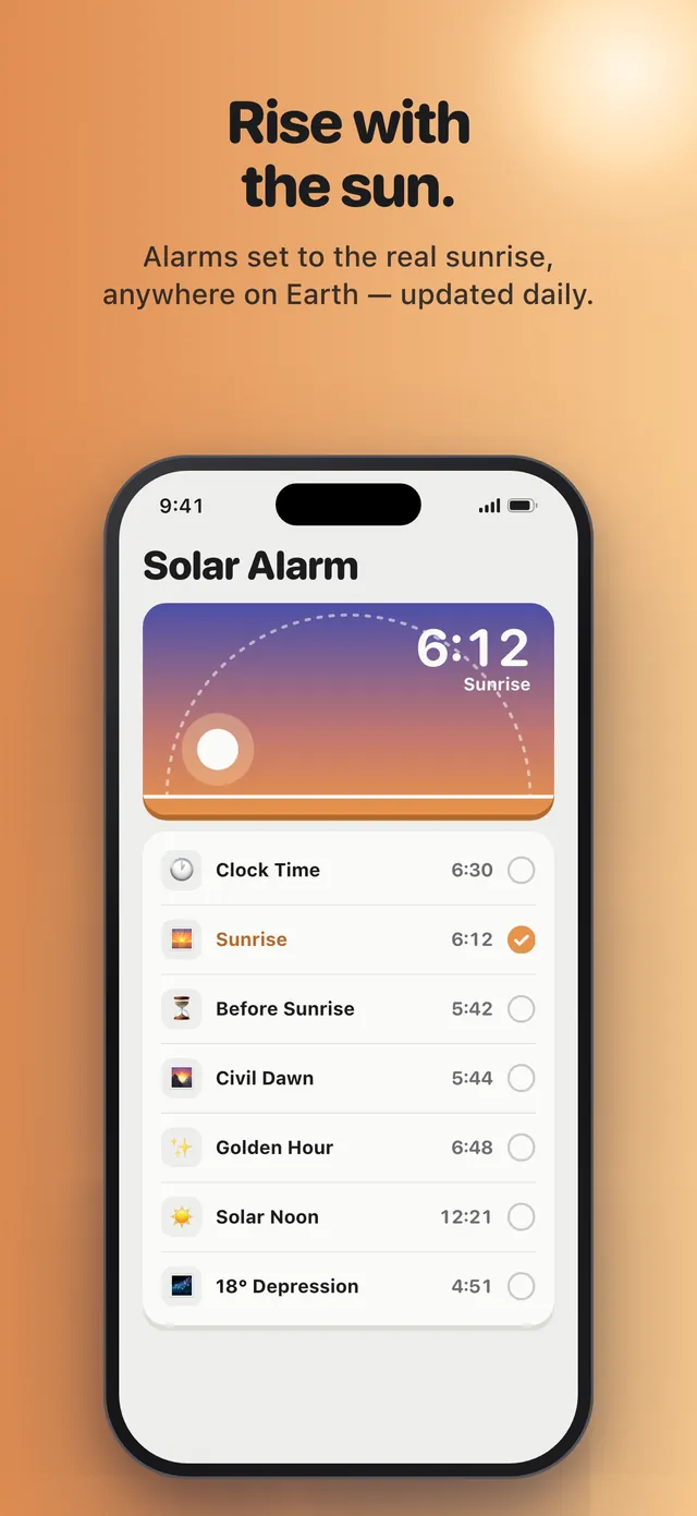 Auren Alarm screenshot: Rise with the sun