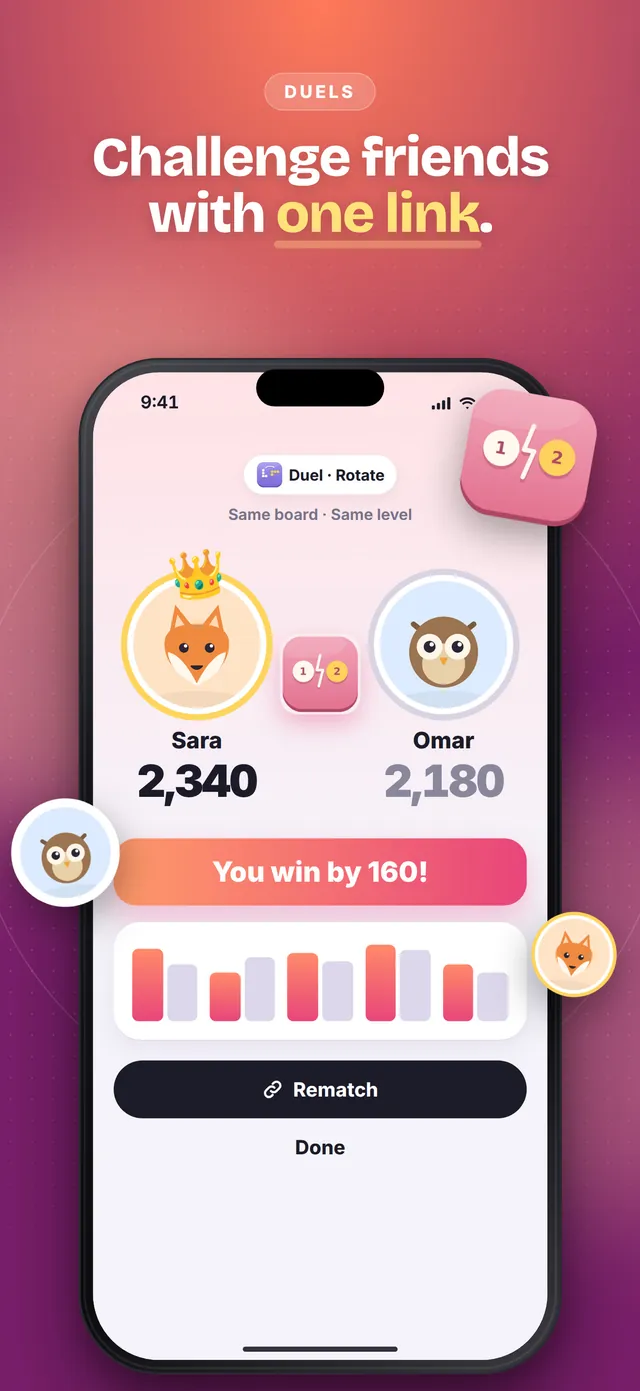 Auren Brain screenshot: Challenge friends with one link
