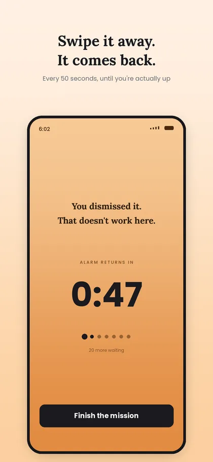 The chase chain counting down 47 seconds after the alarm was dismissed