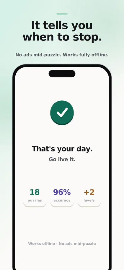 The end-of-session screen reading That's your day, go live it